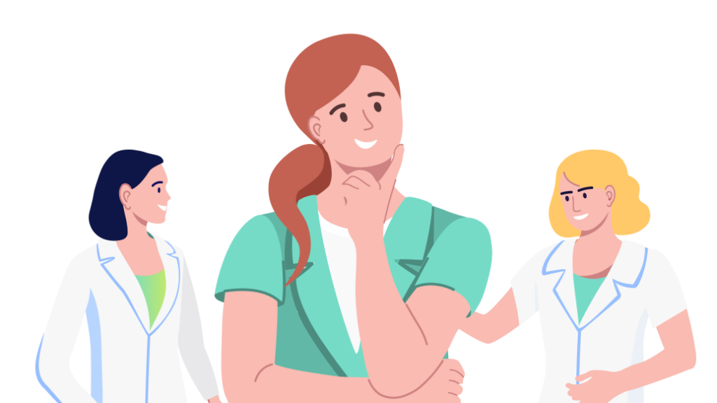 Illustratie van een physician assistant, verpleegkundig specialist en gespecialiseerd verpleegkundige